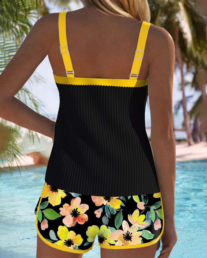 Federica - Ribbed Tankini Shorts Set