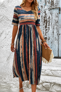 Marloes™ | Striped Midi Dress That Hides the Tummy
