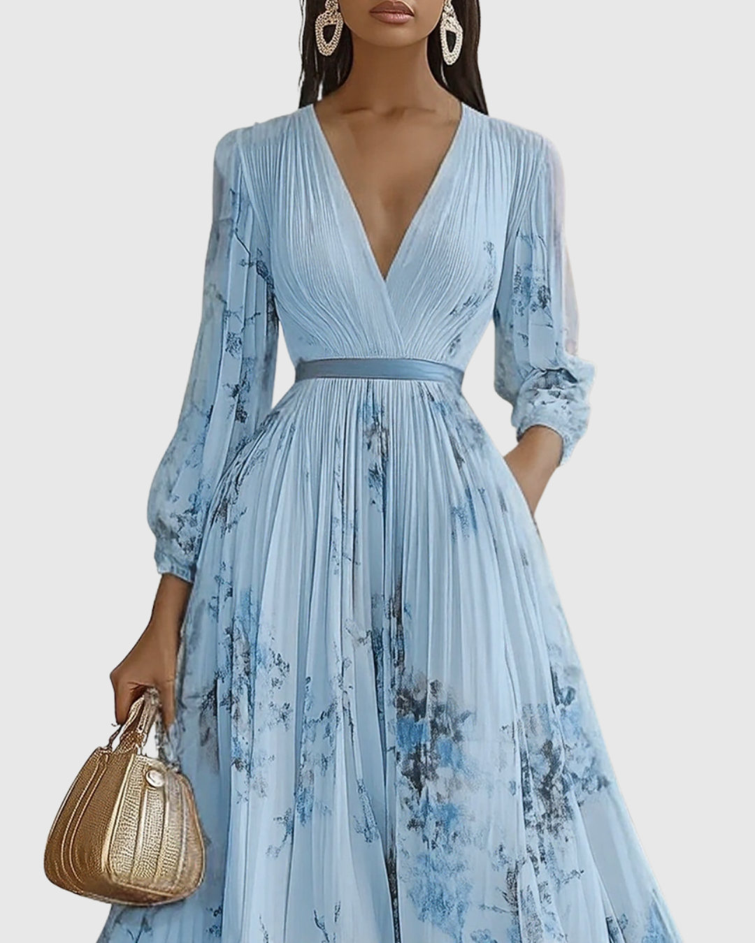 JOANA | ELEGANT PLEATED MAXI DRESS