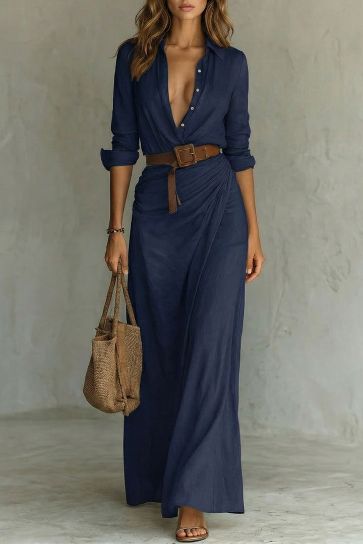 Azura – Button-down wrap dress – Belted maxi dress