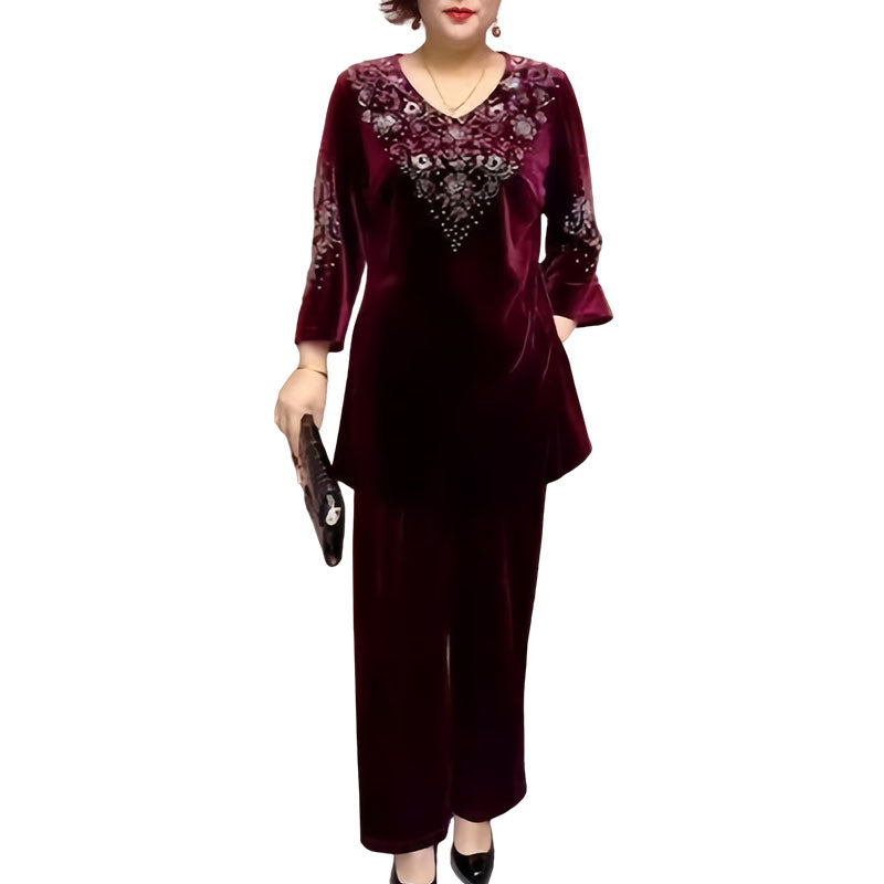 Elvire - Chic Velvet Two-Piece Ensemble