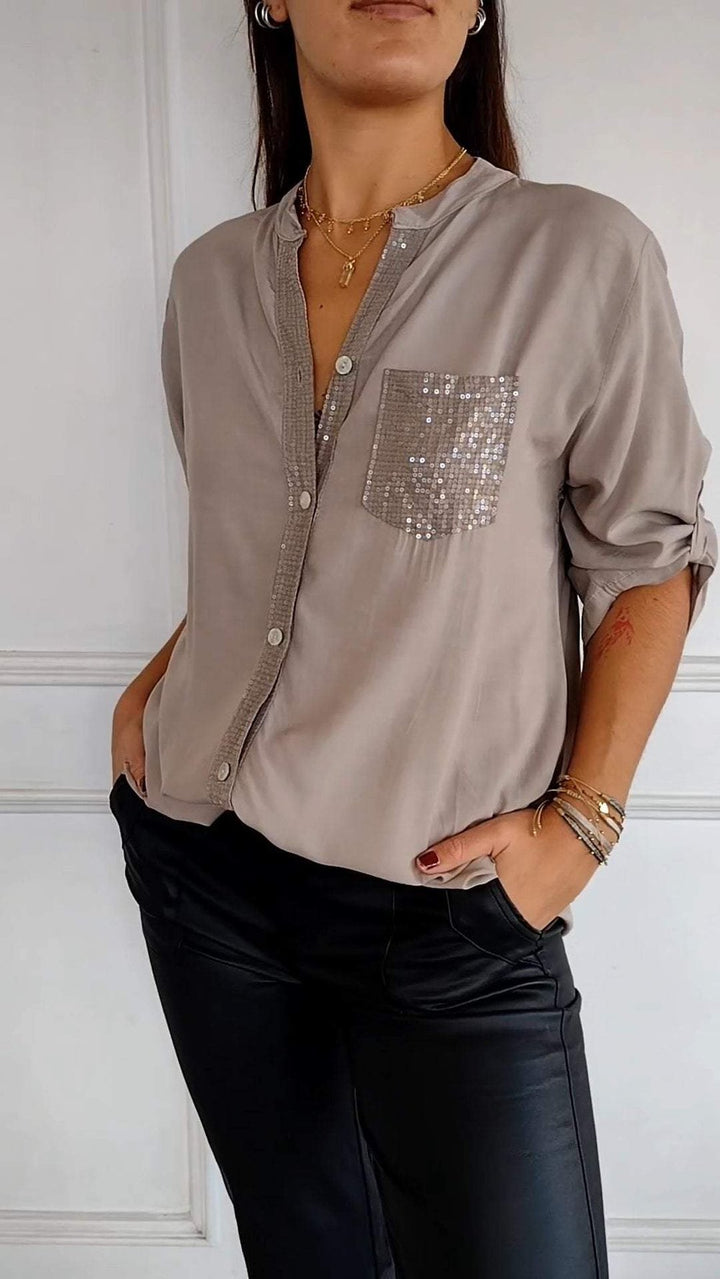 COTTON V™ | V-Neck Mid-Sleeve Casual Top