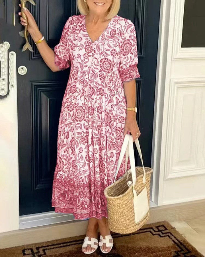 Mia | Graceful V-Neck Floral Dress