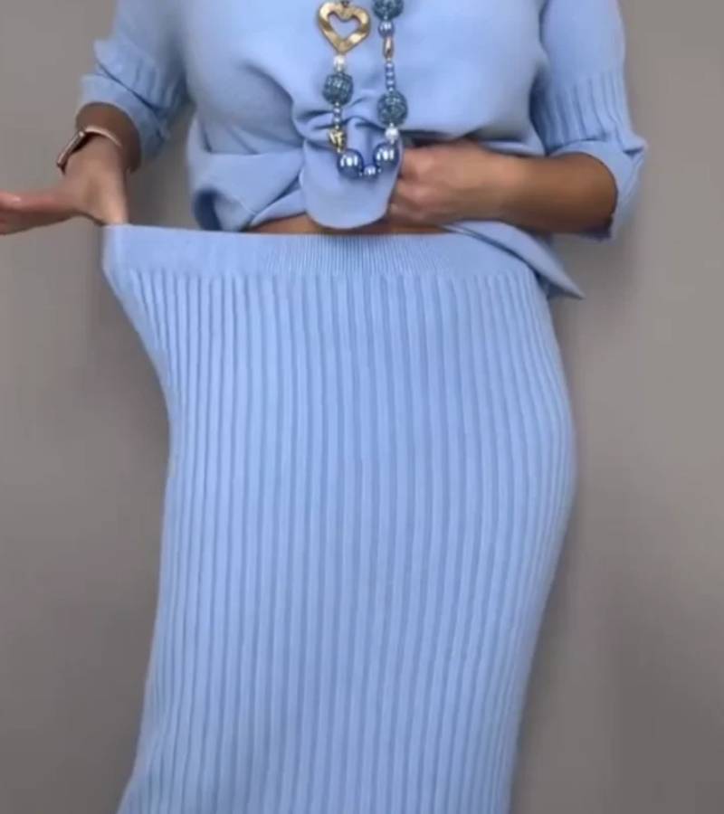 Debora | Ribbed Midi Skirt Knit Set