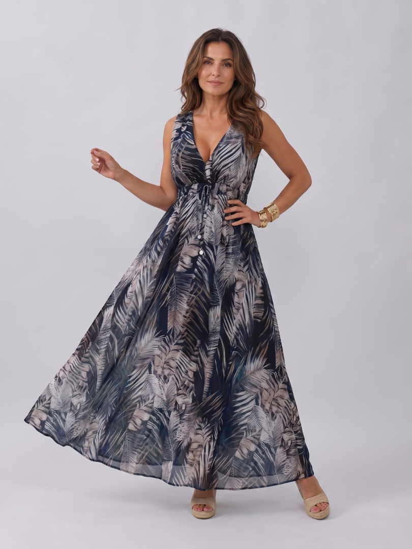 Zake | Sleeveless Empire Waist Midi Dress