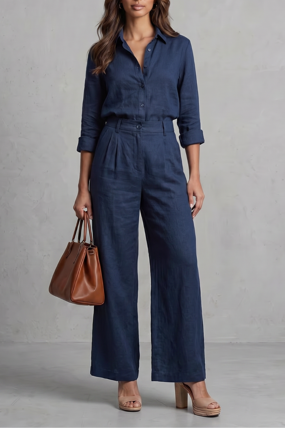 Eva – Soft linen finish – Wide-leg co-ord set