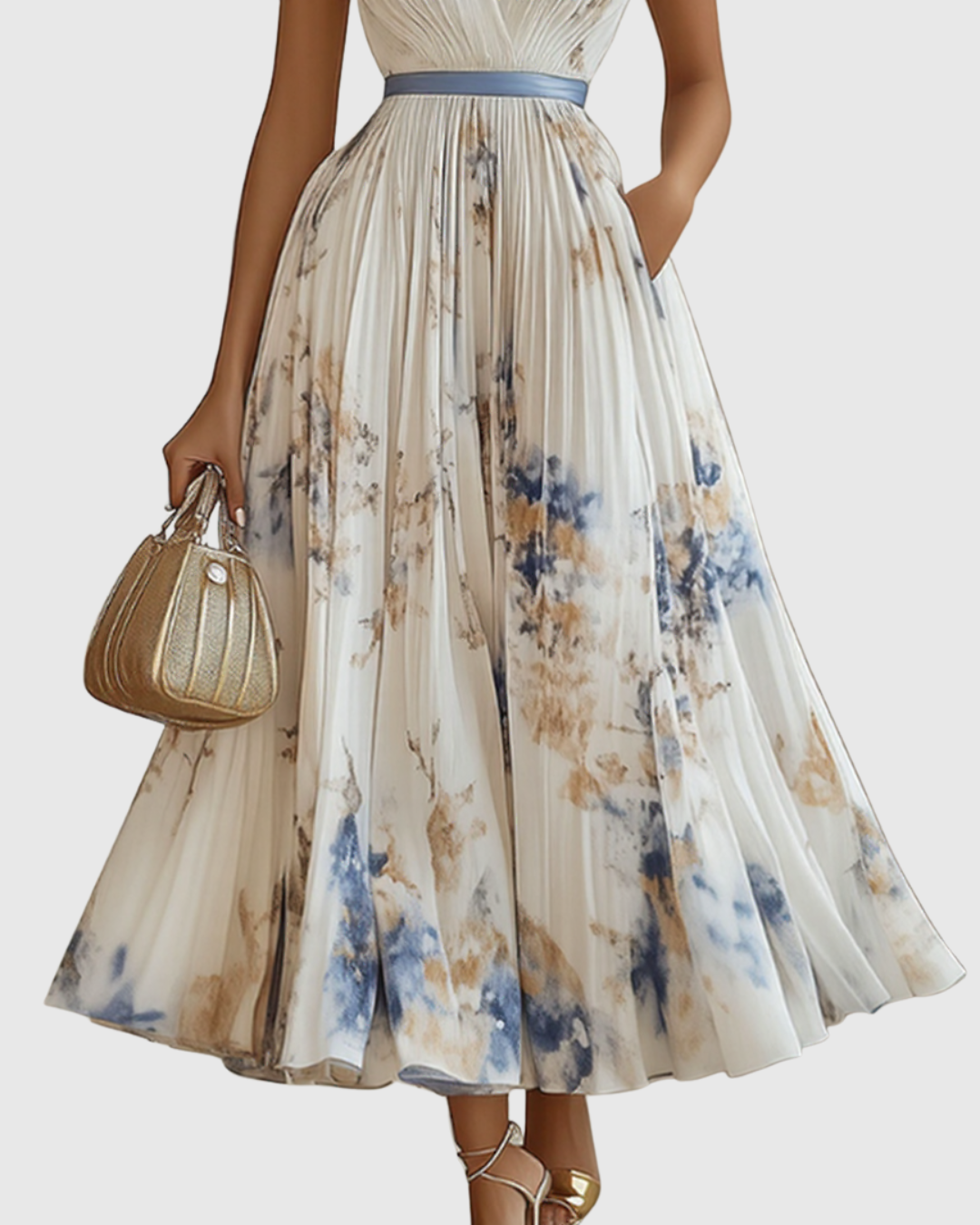 JOANA | ELEGANT PLEATED MAXI DRESS