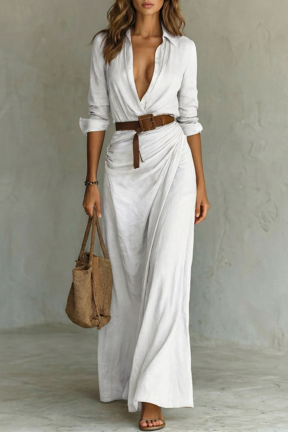 Azura – Button-down wrap dress – Belted maxi dress
