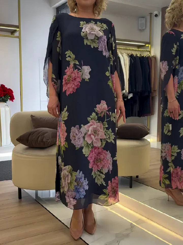 Cynthia | Floral Print Chiffon Maxi Dress