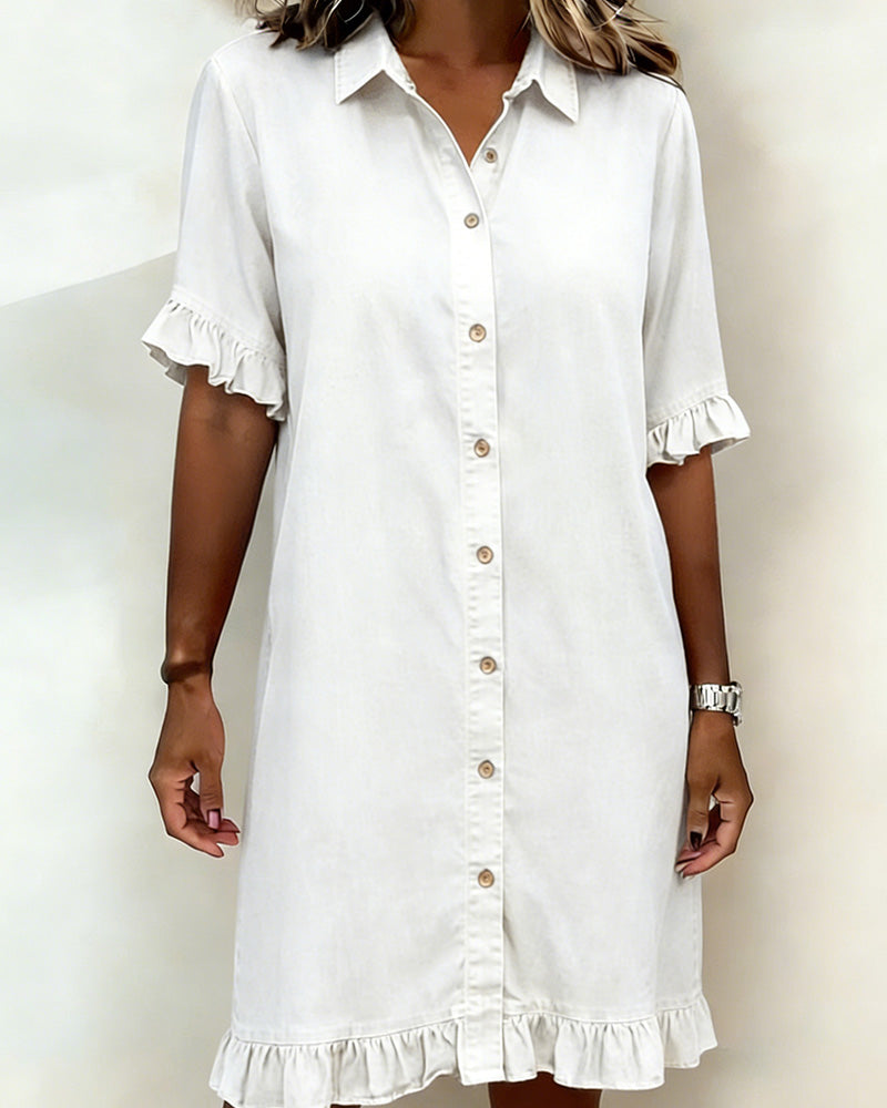 Belinda| Comfortable denim dress with flattering ruching