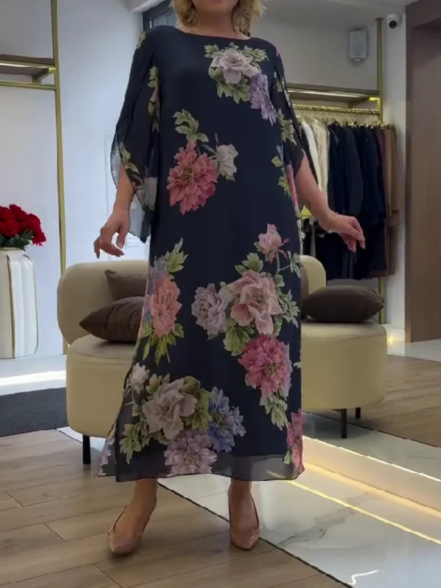 Cynthia | Floral Print Chiffon Maxi Dress