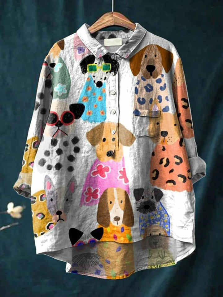 Claudia™ Playful Doggie Print Blouse