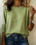 Carla | Casual Round Neck Button Design Top