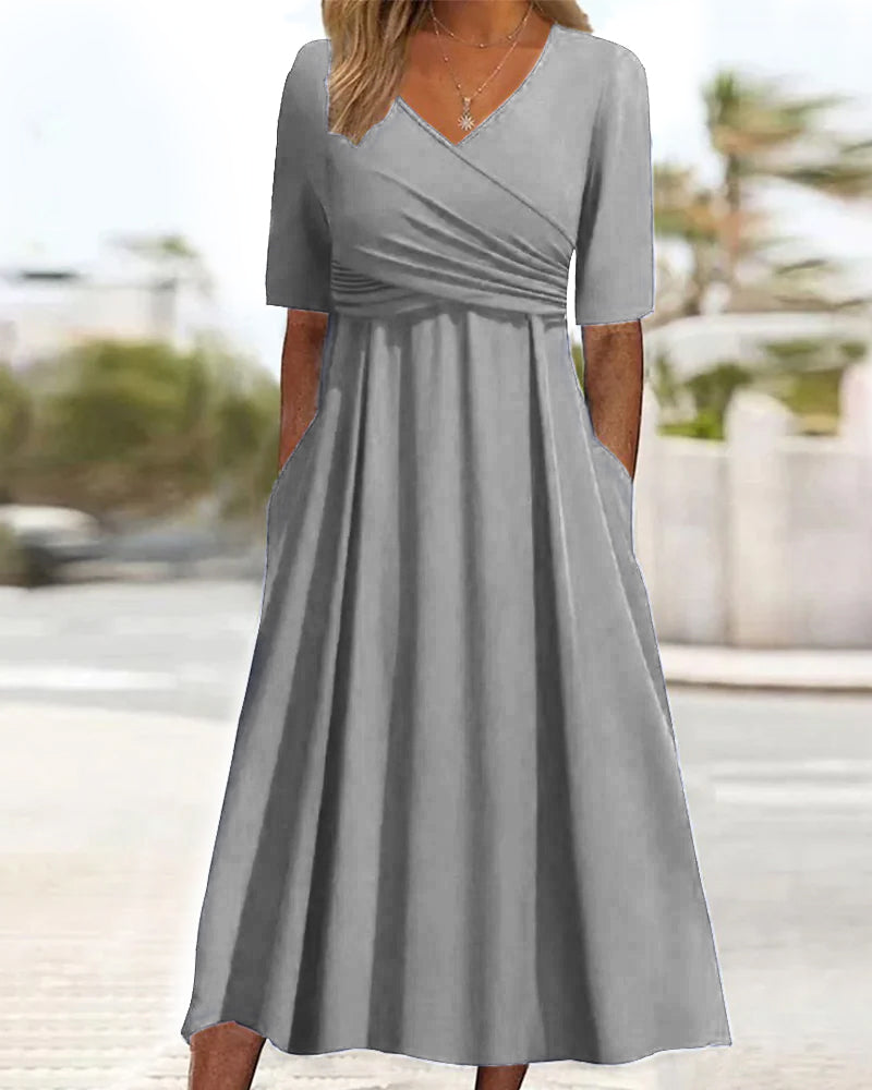 Pien - Crossover Dress With Short Sleeves