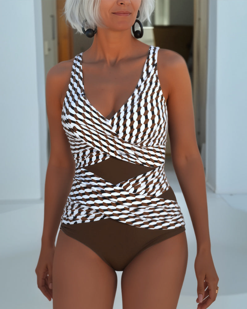 Tiffanie - Geometric Wrap One Piece