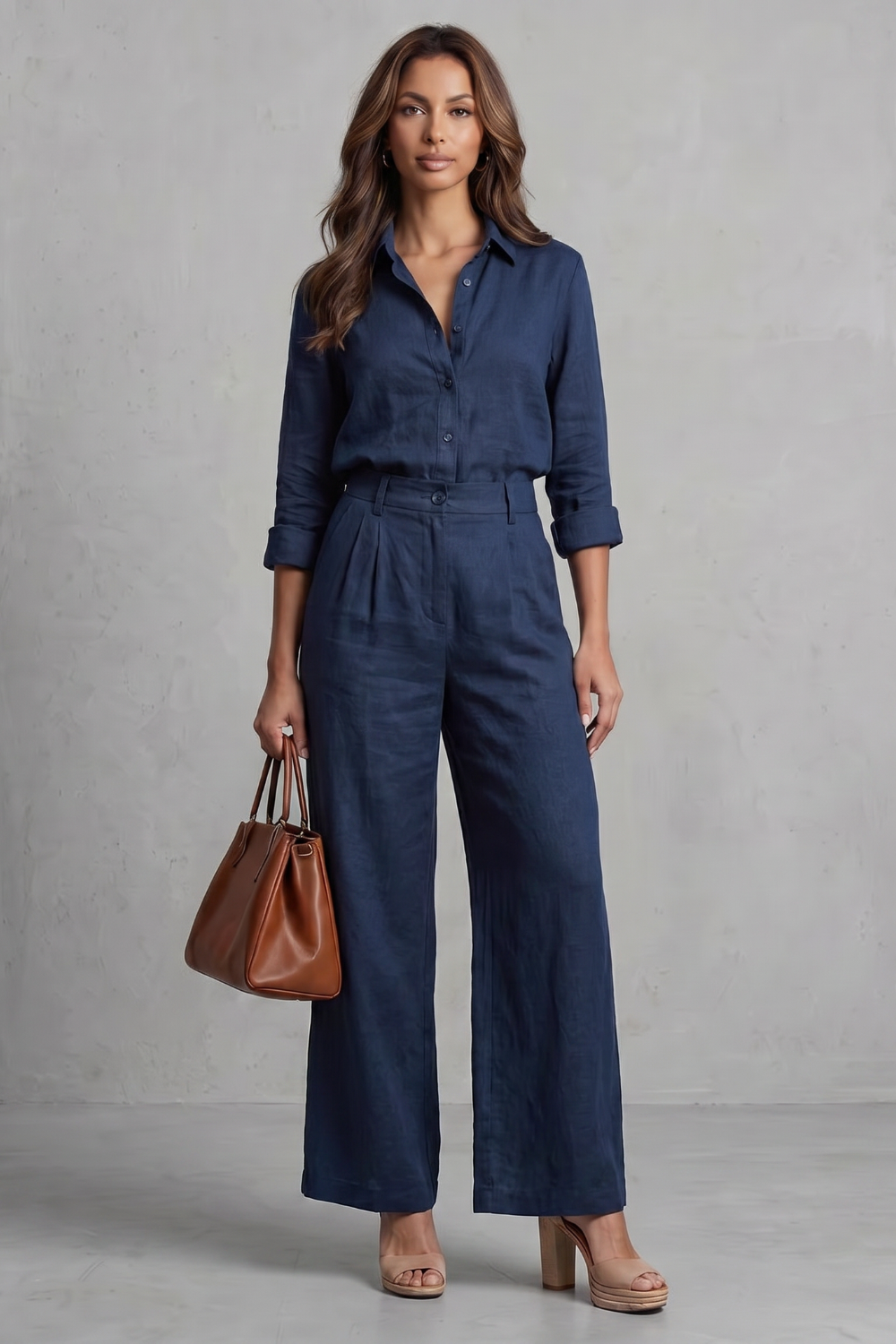 Eva – Soft linen finish – Wide-leg co-ord set