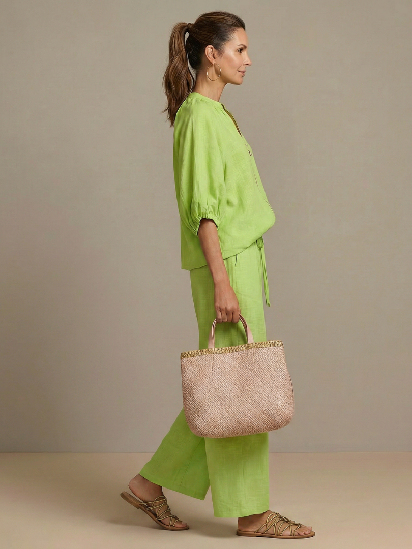 Talia | Zip Front Blouson Top Wide Leg Set