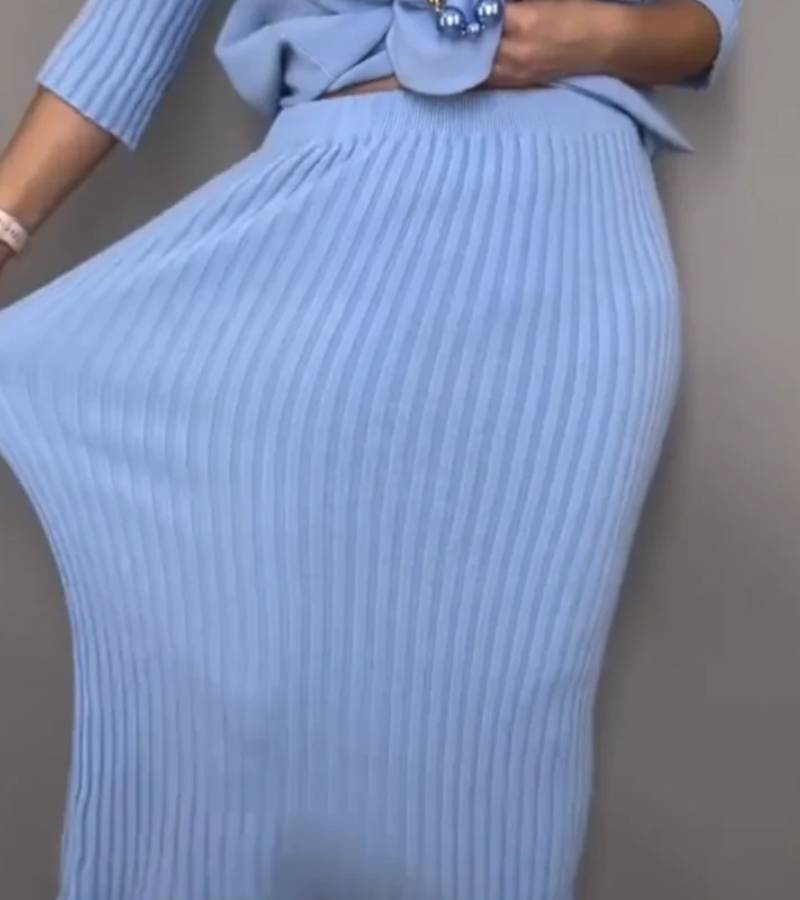 Debora | Ribbed Midi Skirt Knit Set