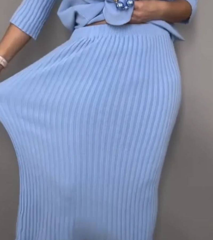 Debora | Ribbed Midi Skirt Knit Set