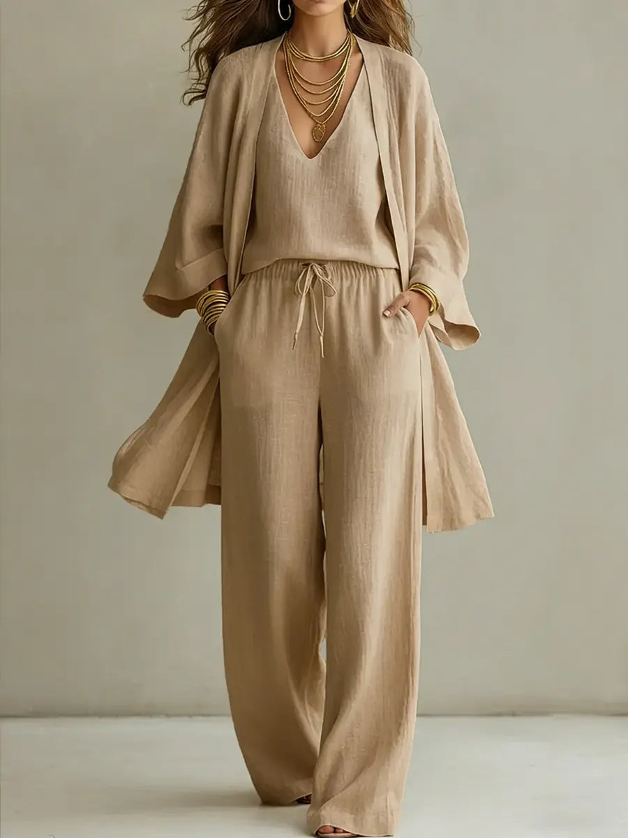Isabelle | 3-piece linen casual homewear set
