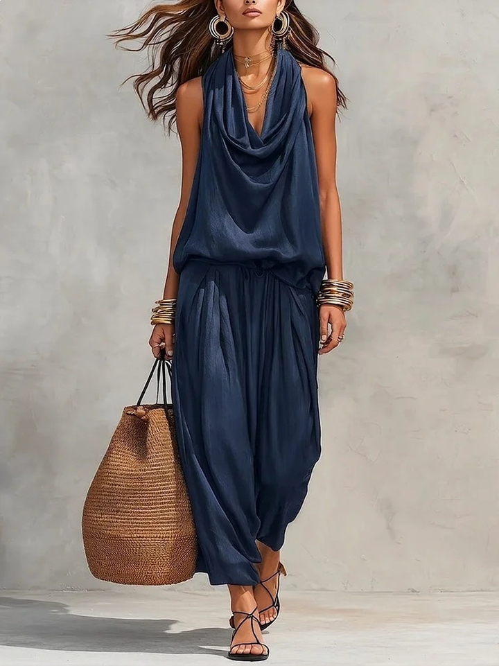 Maya | Halter Top &amp; Pleated Wide-Leg Pants Set