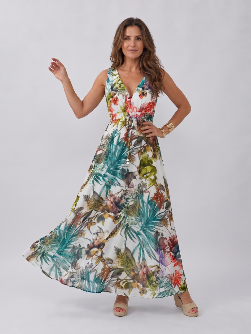 Zake | Sleeveless Empire Waist Midi Dress