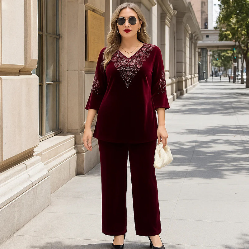 Elvire - Chic Velvet Two-Piece Ensemble