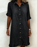 Maria | Comfortable Denim Dress with Flattering Pleats