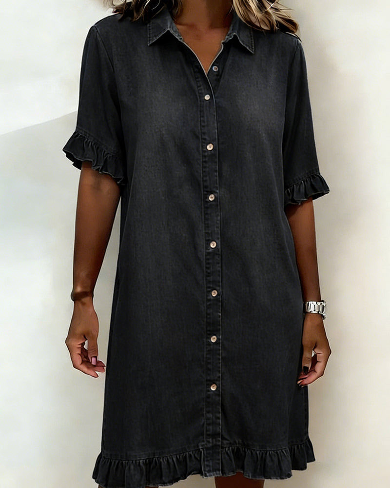 Maria | Comfortable Denim Dress with Flattering Pleats
