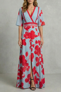 Ivy – Statement bloom contrast – V-neck maxi dress