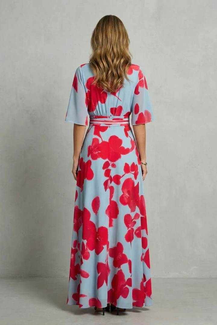 Ivy – Statement bloom contrast – V-neck maxi dress