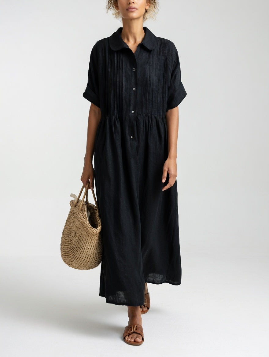 Lysandra™ — Long Cotton Shirt Dress