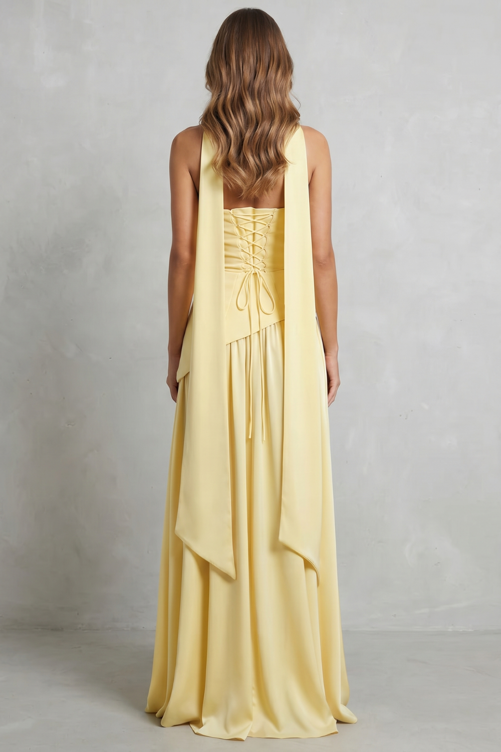 Celeste – Sculpted draped slit – Strapless maxi dress