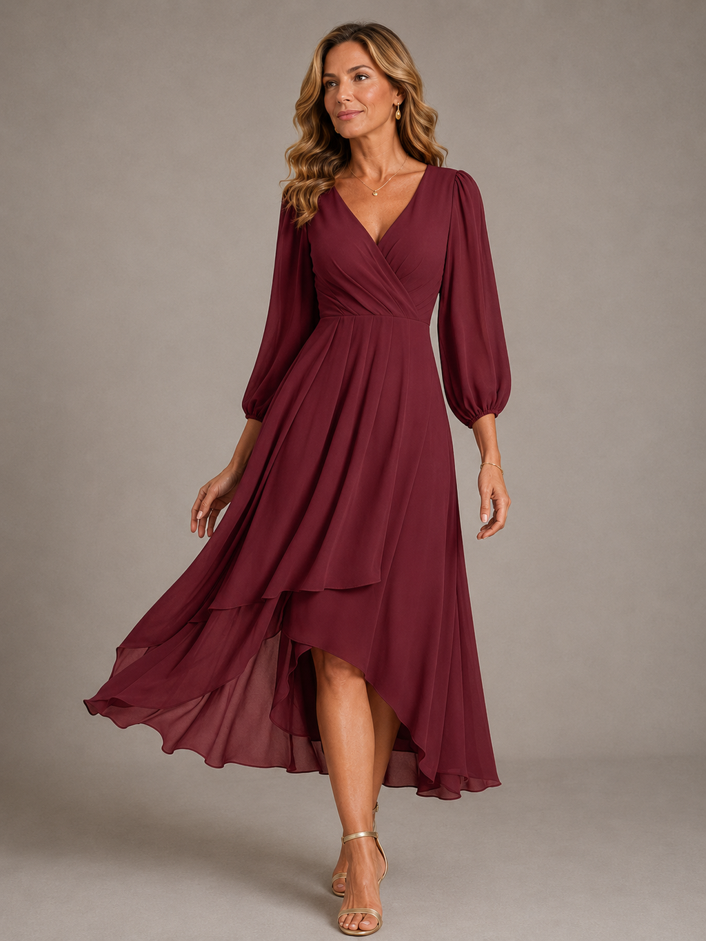 Mia™ | Elegant V-neck Long Dress