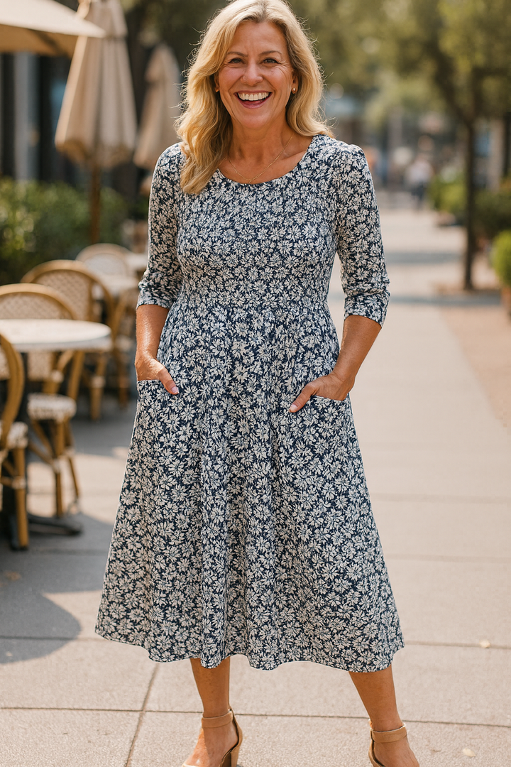 Melinde | Everyday Elegance Midi Dress – Flattering Comfort, Timeless Confidence