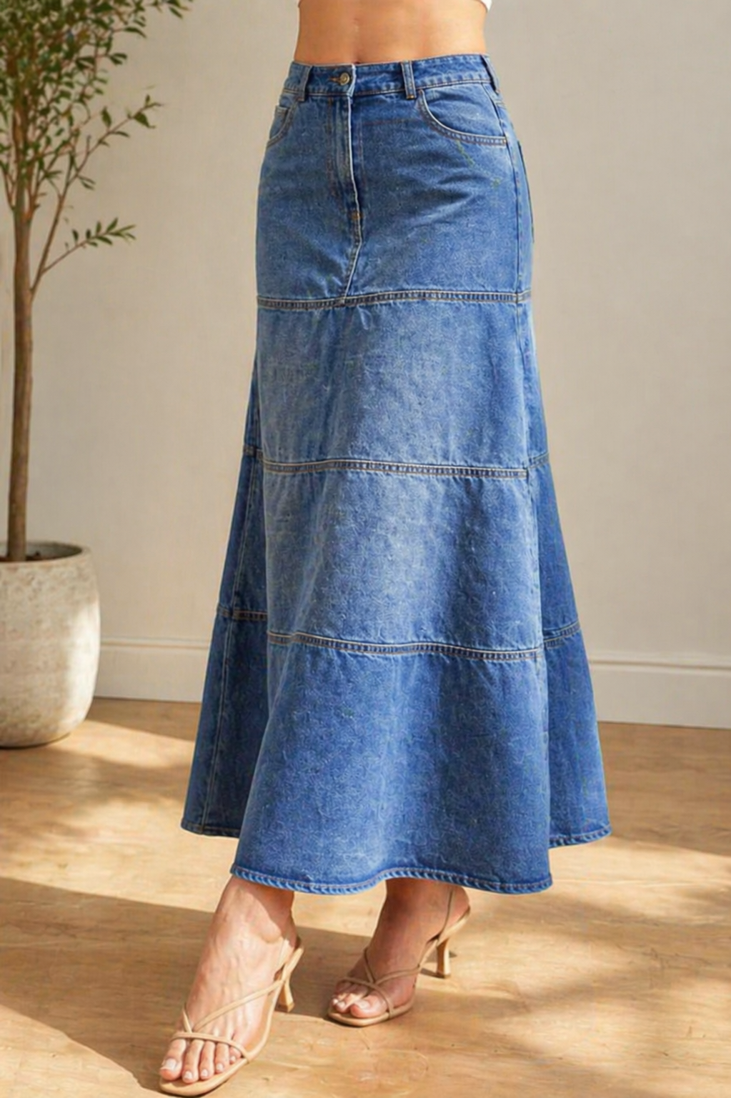 Mary | Mid-Length Denim Skirt