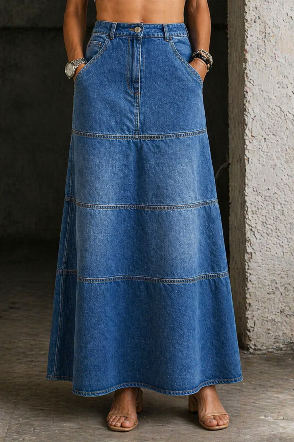 Mary | Mid-Length Denim Skirt