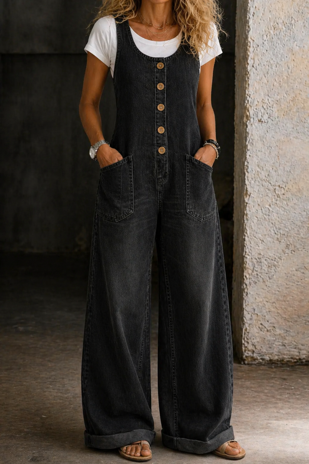 Bethany | Vintage Washed Cotton Denim Overalls