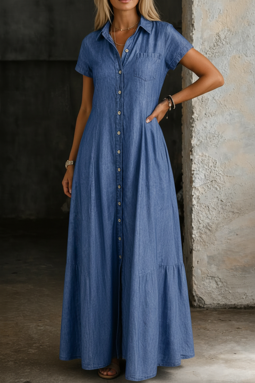 Eliza | Long Denim Dress