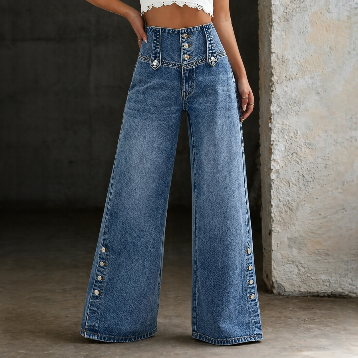 Mia | High Waist Slit Jeans