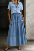 Sarah | Elastic Waist Denim Skirt
