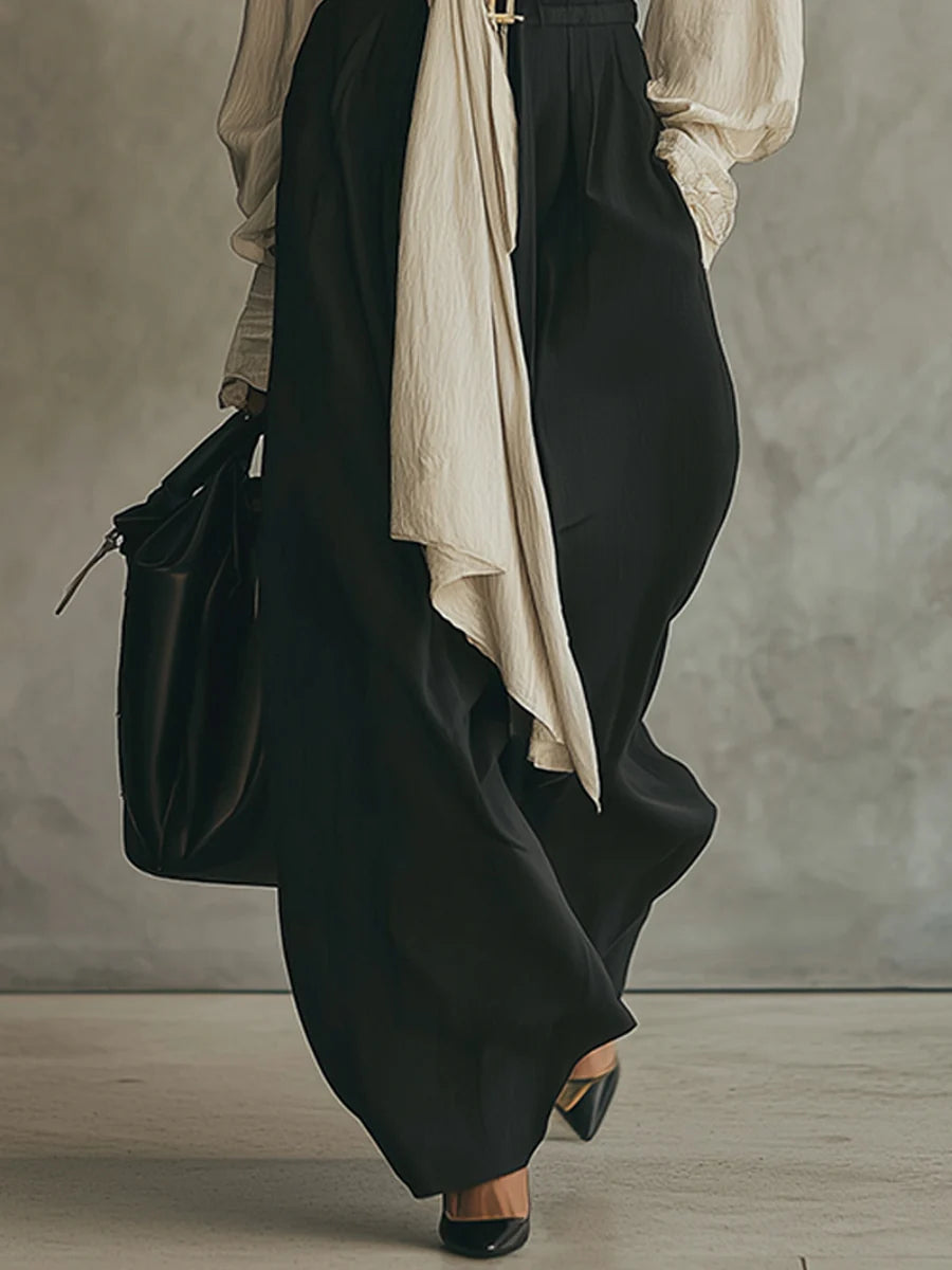 Harper | Tie-Front Shirt & Wide-Leg Trousers Set