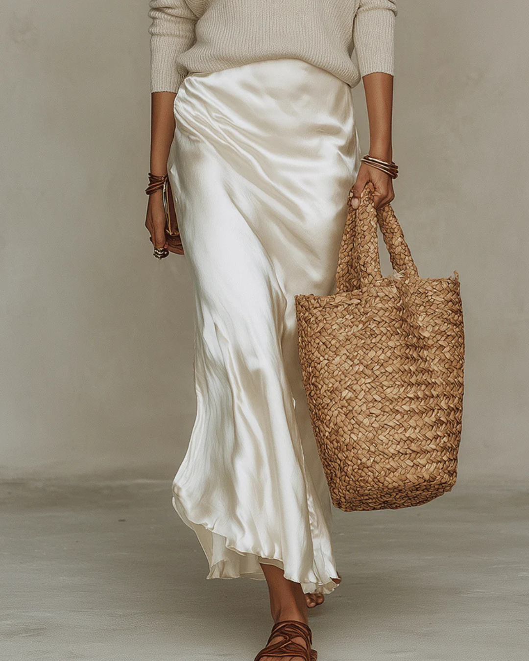 Lena | Midi Satin Dress with Included Sweater