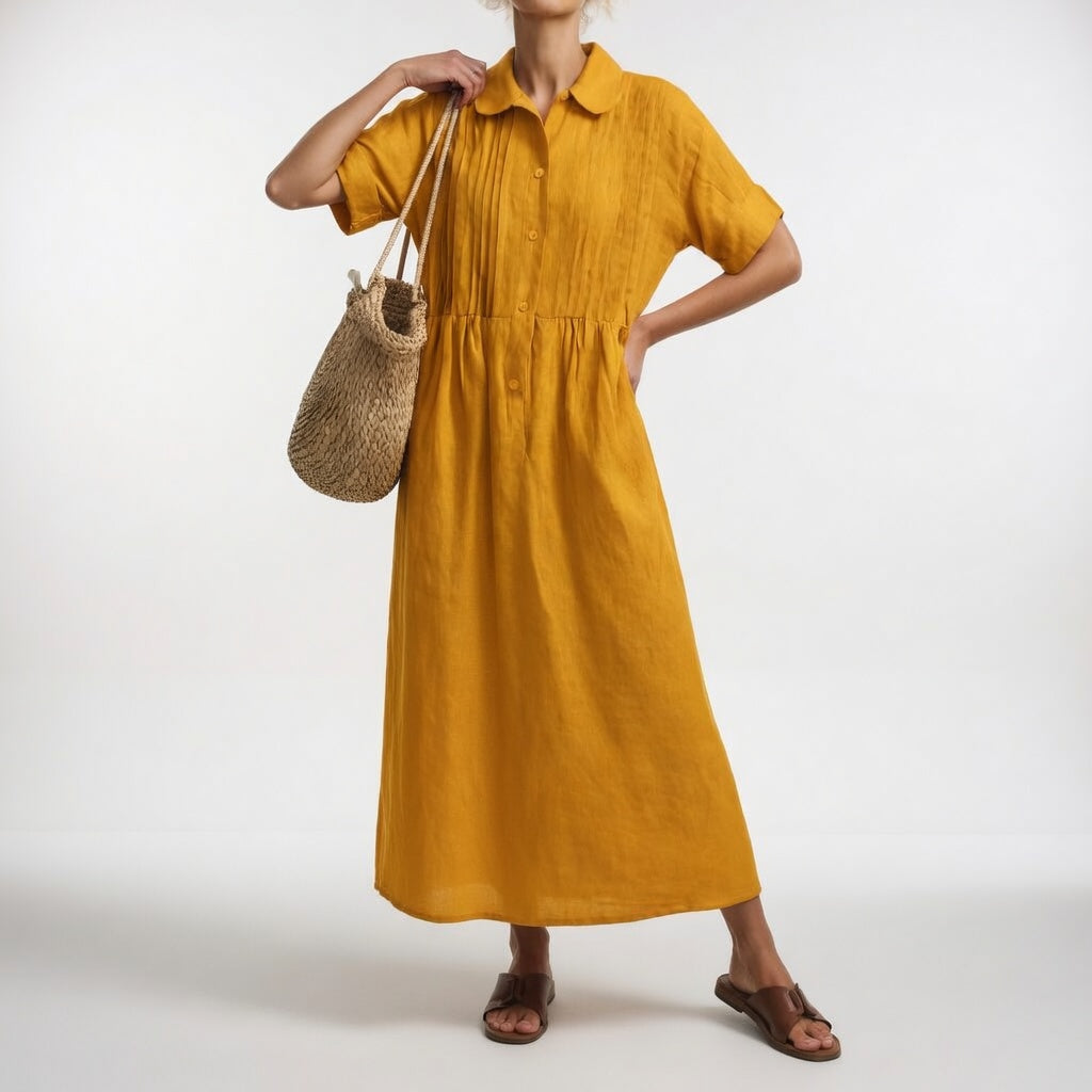 Lysandra™ — Long Cotton Shirt Dress