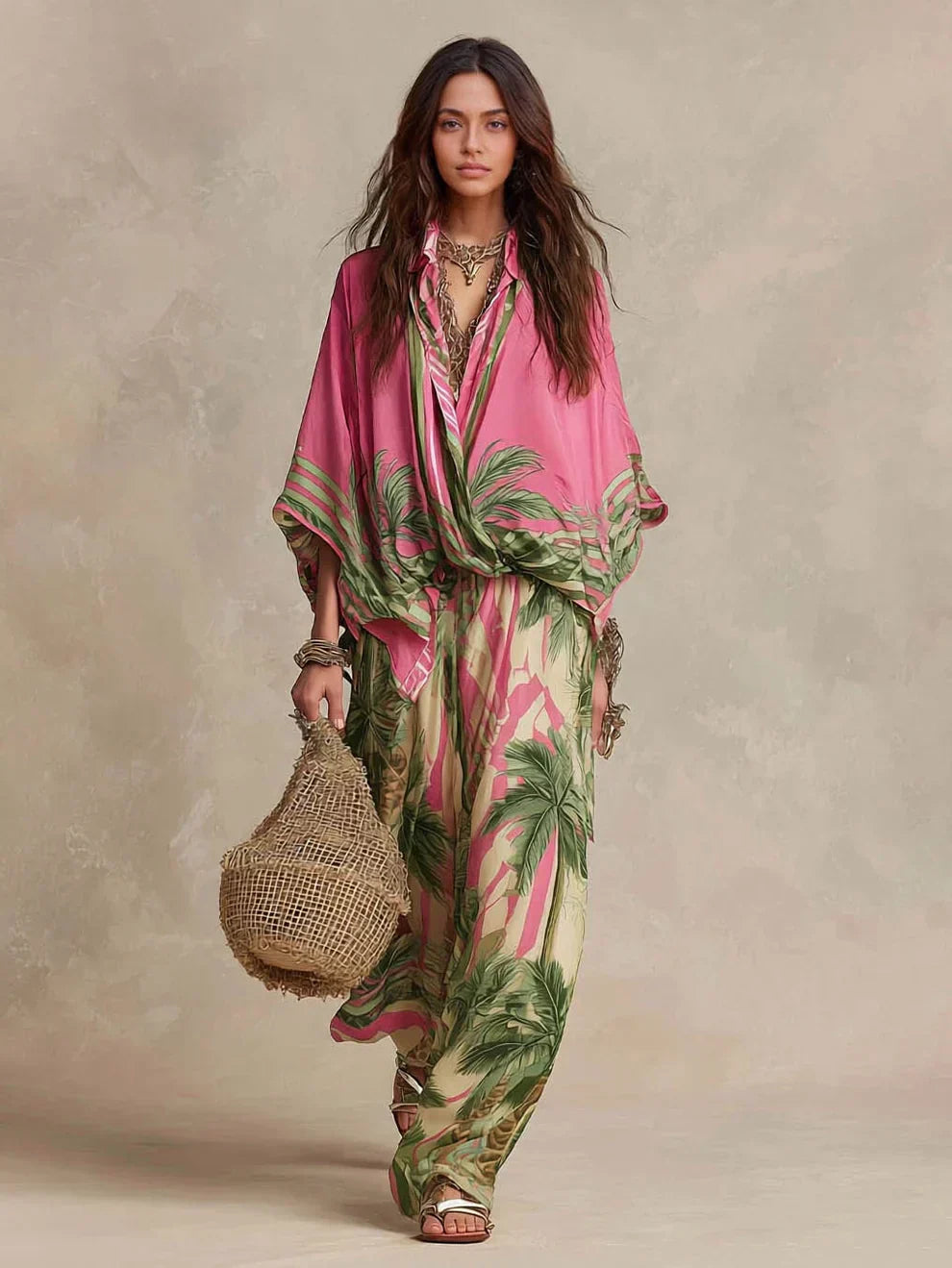 Marisol | Silk-Cotton Kimono Two-Piece Set