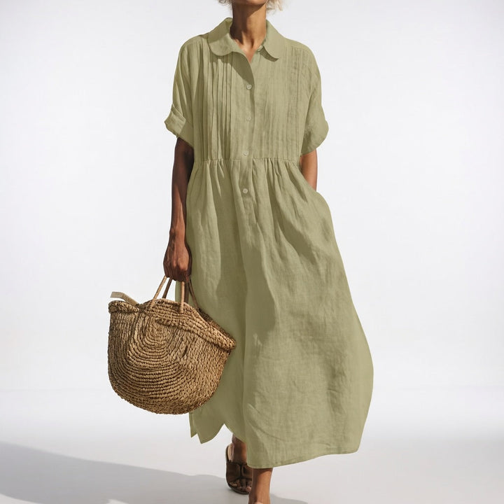 Lysandra™ — Long Cotton Shirt Dress
