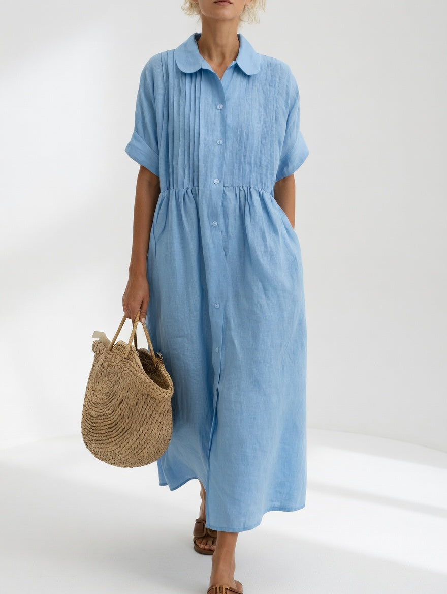 Lysandra™ — Long Cotton Shirt Dress