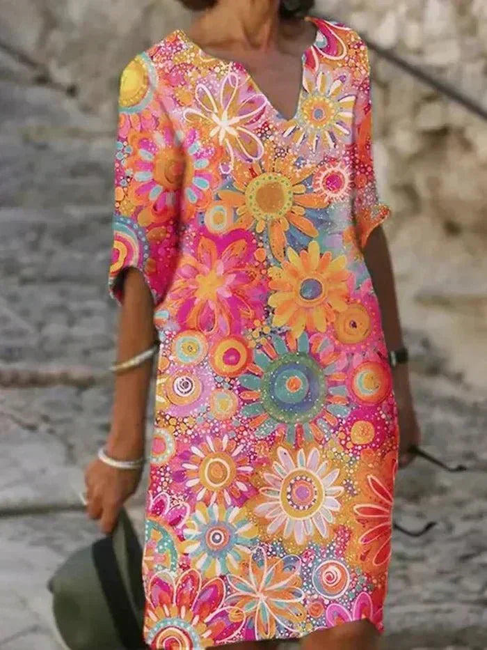 Christina | Vibrant Floral Midi Dress