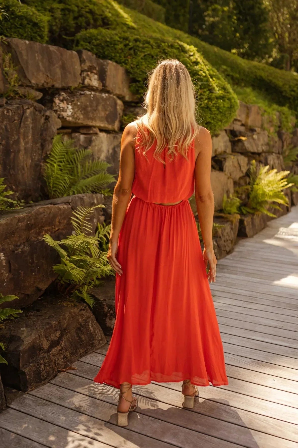 Lyanna™ | Midi Dress in Sunset Orange