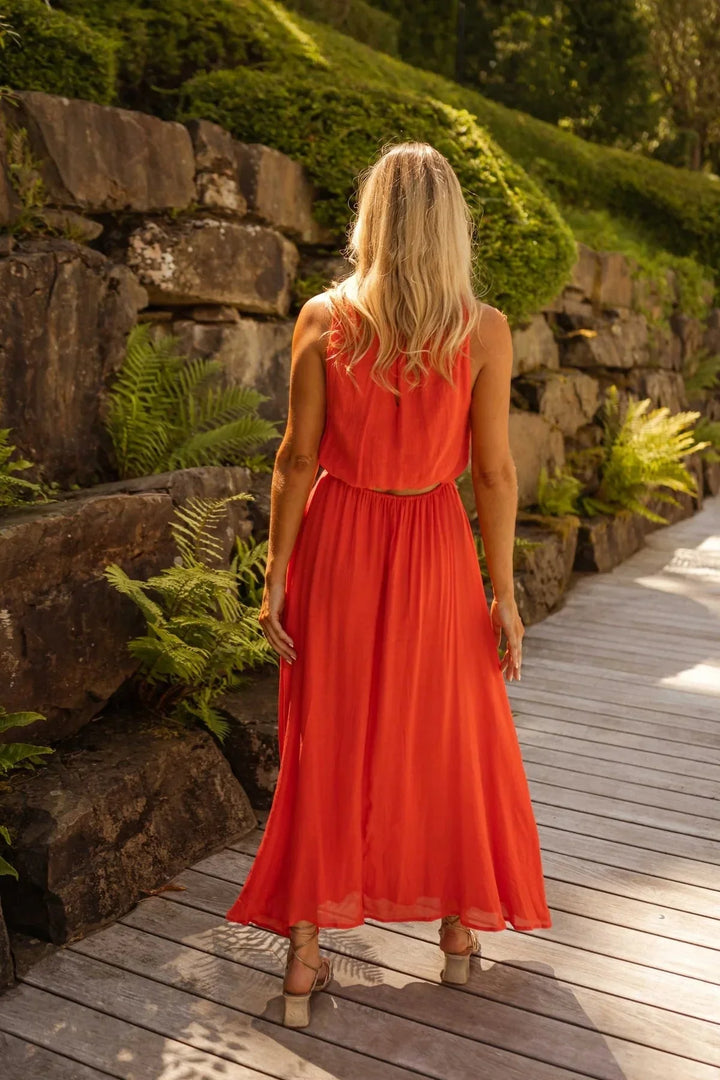 Lyanna™ | Midi Dress in Sunset Orange
